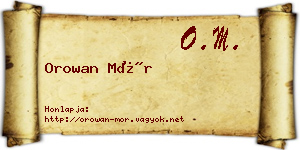 Orowan Mór névjegykártya
